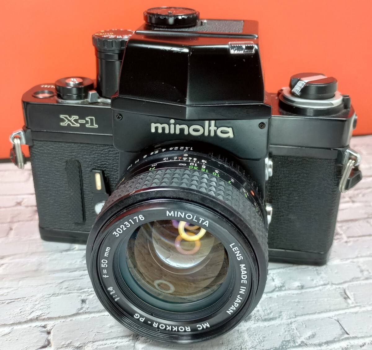 委託品】MINOLTA X-1 フィルムカメラ MC ROKKOR 50mm 1.4 レンズ付き