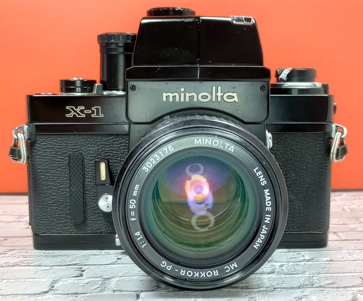委託品】MINOLTA X-1 フィルムカメラ MC ROKKOR 50mm 1.4 レンズ付き