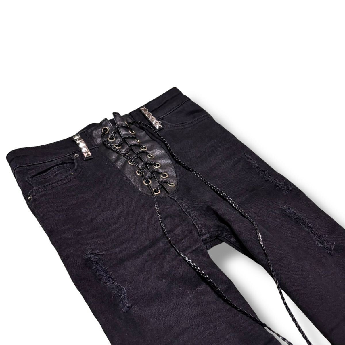 RARE Japanese label Destroy Black Flared Denim Pants archive 