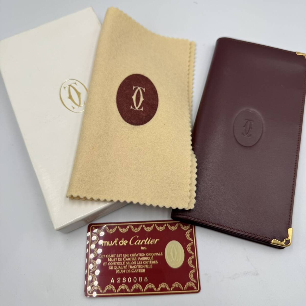 CARTIER カルティエ マスト 長財布 札入れ ボルドー ユニセックス 