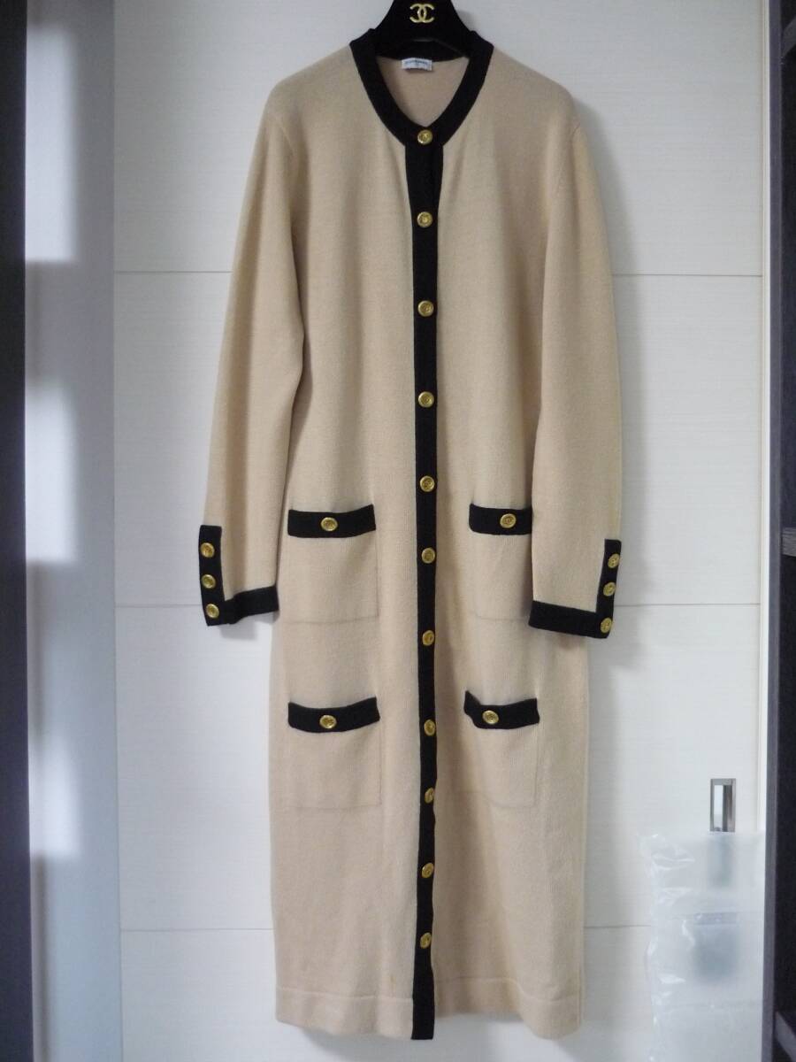シャネル CHANEL 激レア超ロングカシミヤニットコートバイカラー