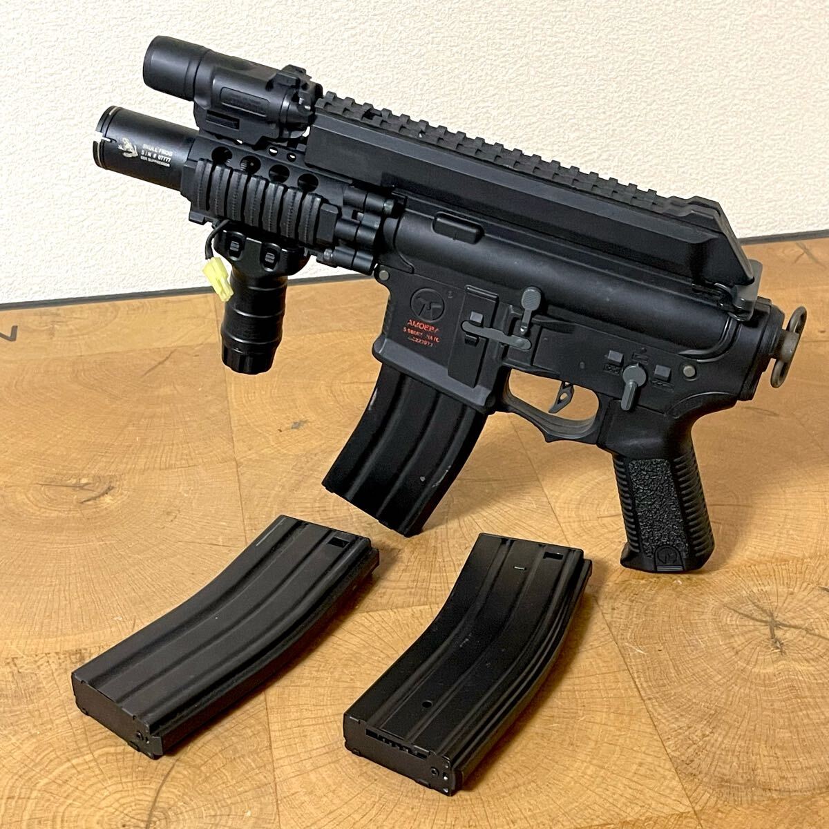 動作未確認 ARES AMOEBA 電動ガン 5.56MM NATO HG002 カスタム/MARUI CQ-FLASH/SKULL FLOG サプレッサー マガジン3個付_1