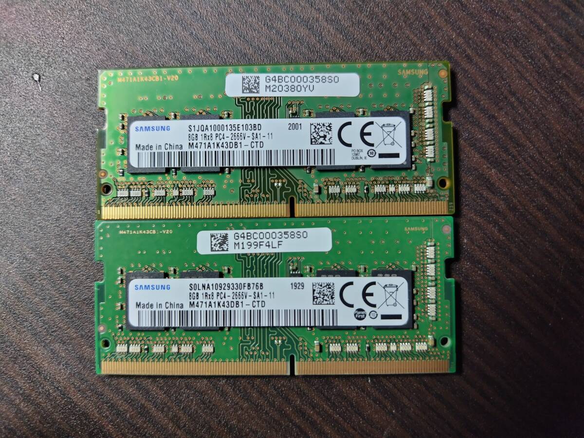 DDR4 8GB Samsung 3200MHz 動作OK (8GB×2枚セット ノートPC用 SAMSUNG DDR4