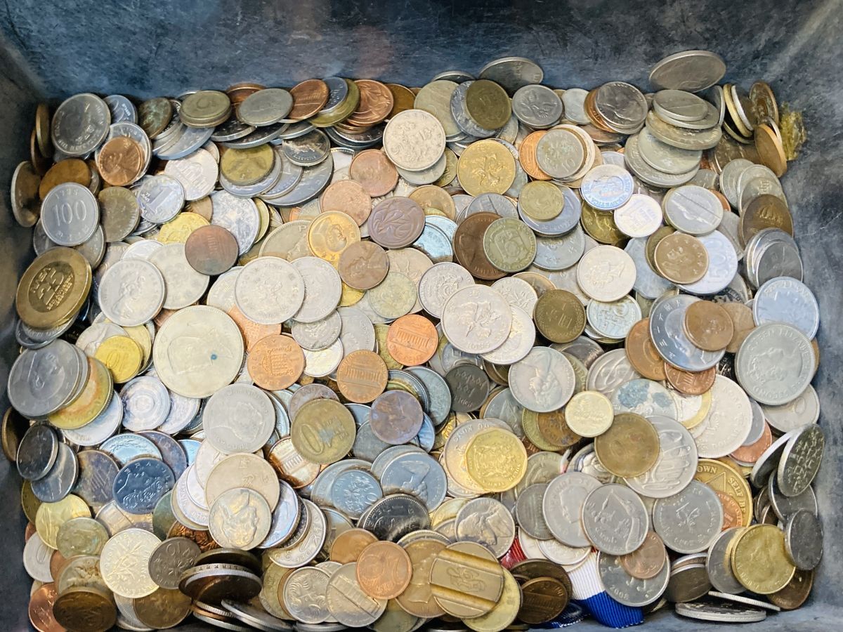 kmn07▼外国古銭 メダル 約5kg以上 大量おまとめ 未選別 外国銭 銅銭 アルミ銭 黄銅貨 レプリカ 記念メダル など▼_1