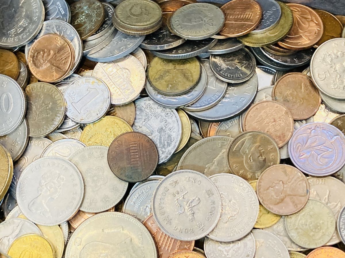 kmn07▼外国古銭 メダル 約5kg以上 大量おまとめ 未選別 外国銭 銅銭 アルミ銭 黄銅貨 レプリカ 記念メダル など▼_2