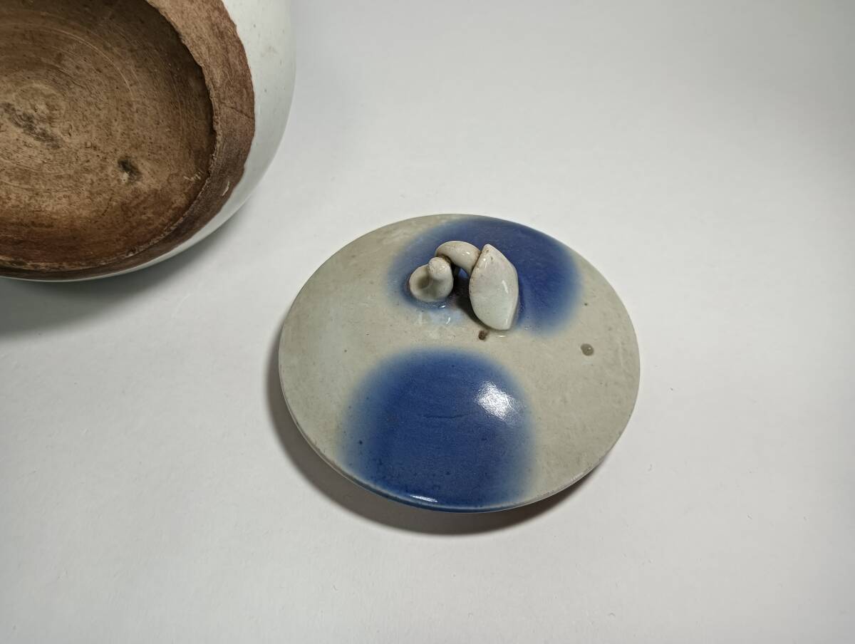 【茶犬】白磁吹墨土瓶 明治大正時代 #くらわんか_4