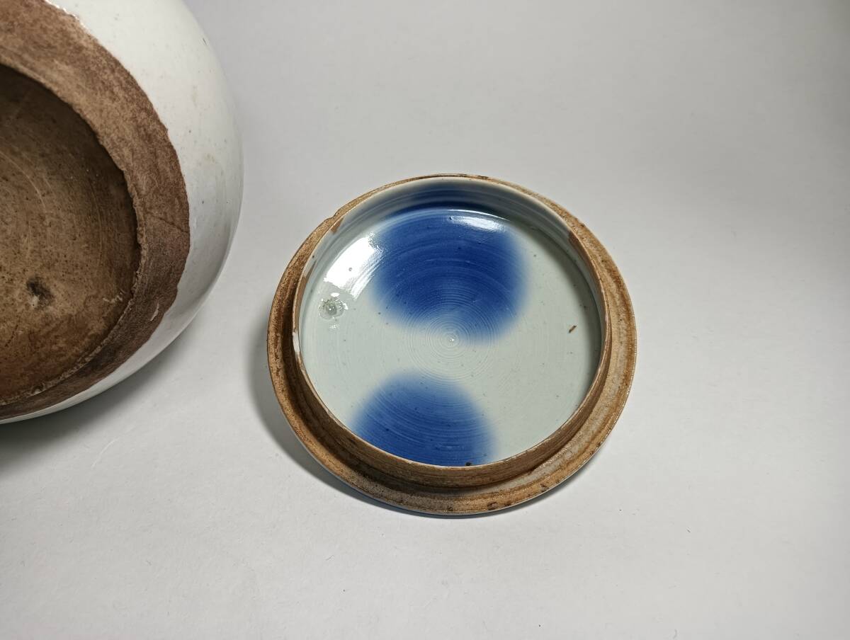 【茶犬】白磁吹墨土瓶 明治大正時代 #くらわんか_5