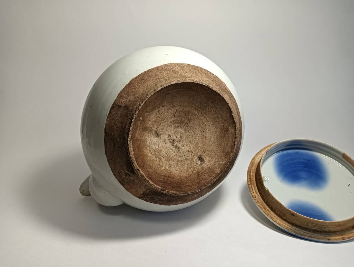 【茶犬】白磁吹墨土瓶 明治大正時代 #くらわんか_6