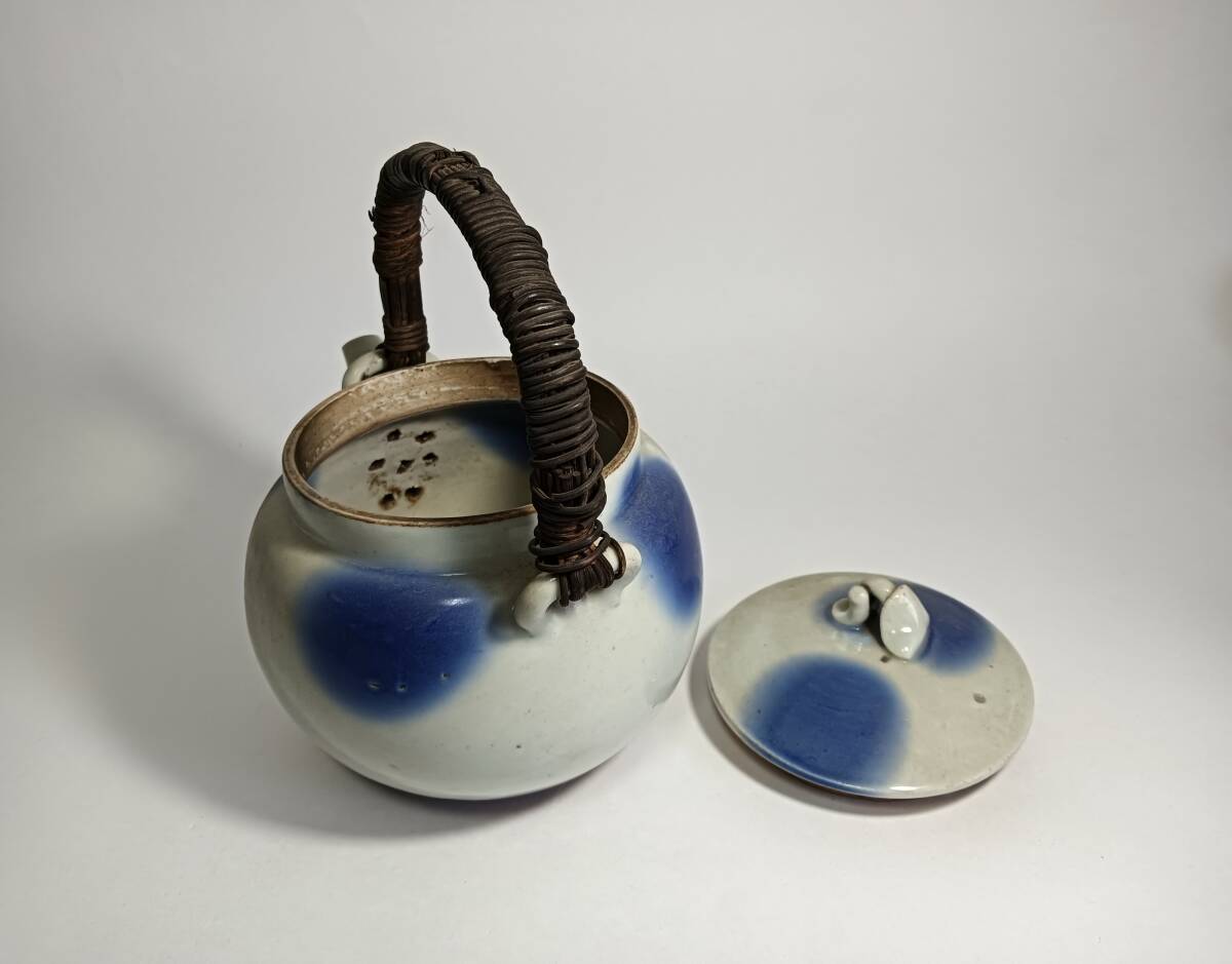 【茶犬】白磁吹墨土瓶 明治大正時代 #くらわんか_8