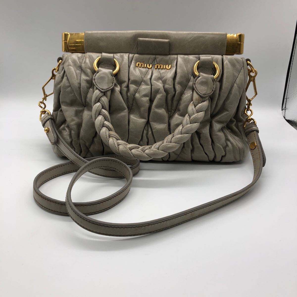 ★1円スタート　miumiu 2way レザー ハンドバッグ マテラッセ　現状品　_1
