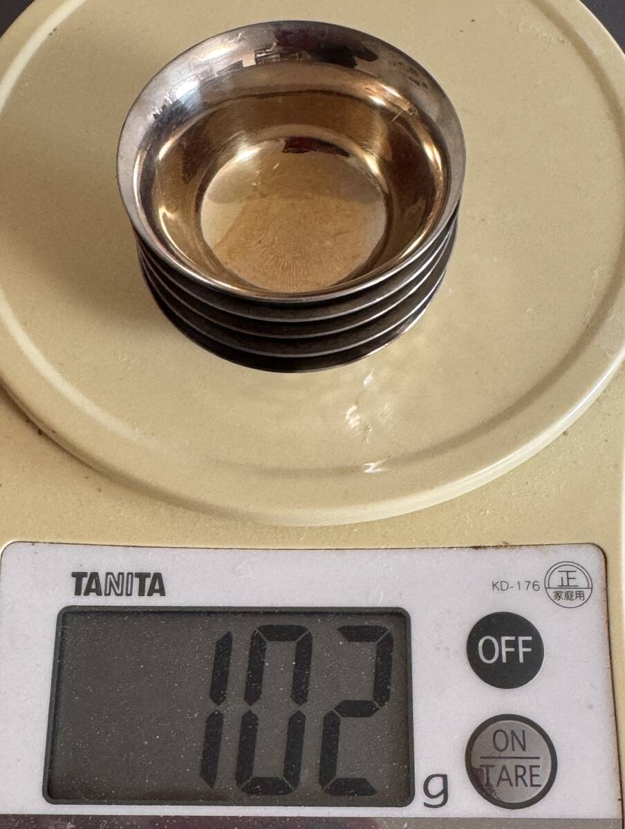 服部時計店 純銀刻印 ツバメ刻印 銀杯 5個 約21g×5-=約102g 共箱】明治