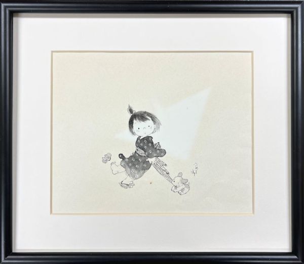 FCP】 真作保証 中島潔 紙本水彩画20.5x25cm 「夢少女」 うめ吉サイン