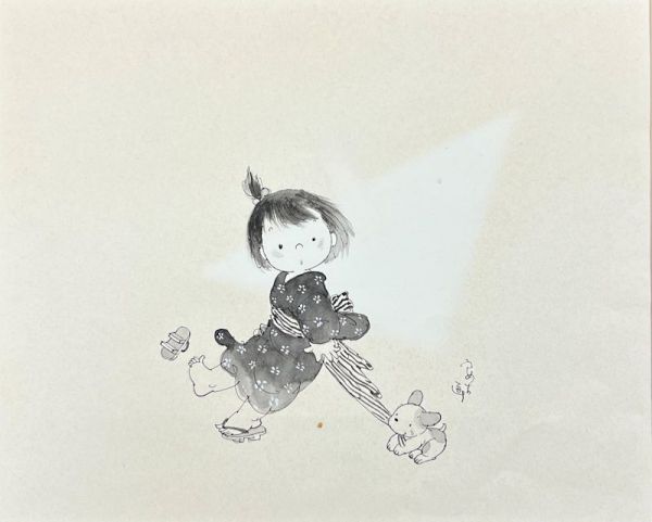 FCP】 真作保証 中島潔 紙本水彩画20.5x25cm 「夢少女」 うめ吉サイン