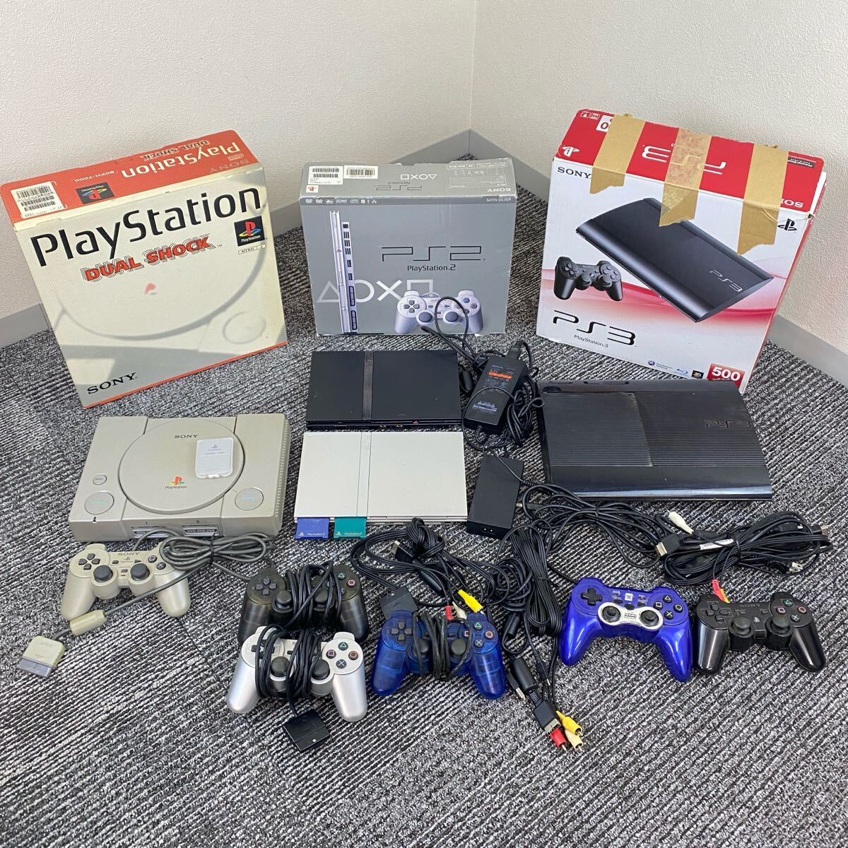 II【売り切り】PS初代＋PS2×2台＋PS3セット コントローラー6台