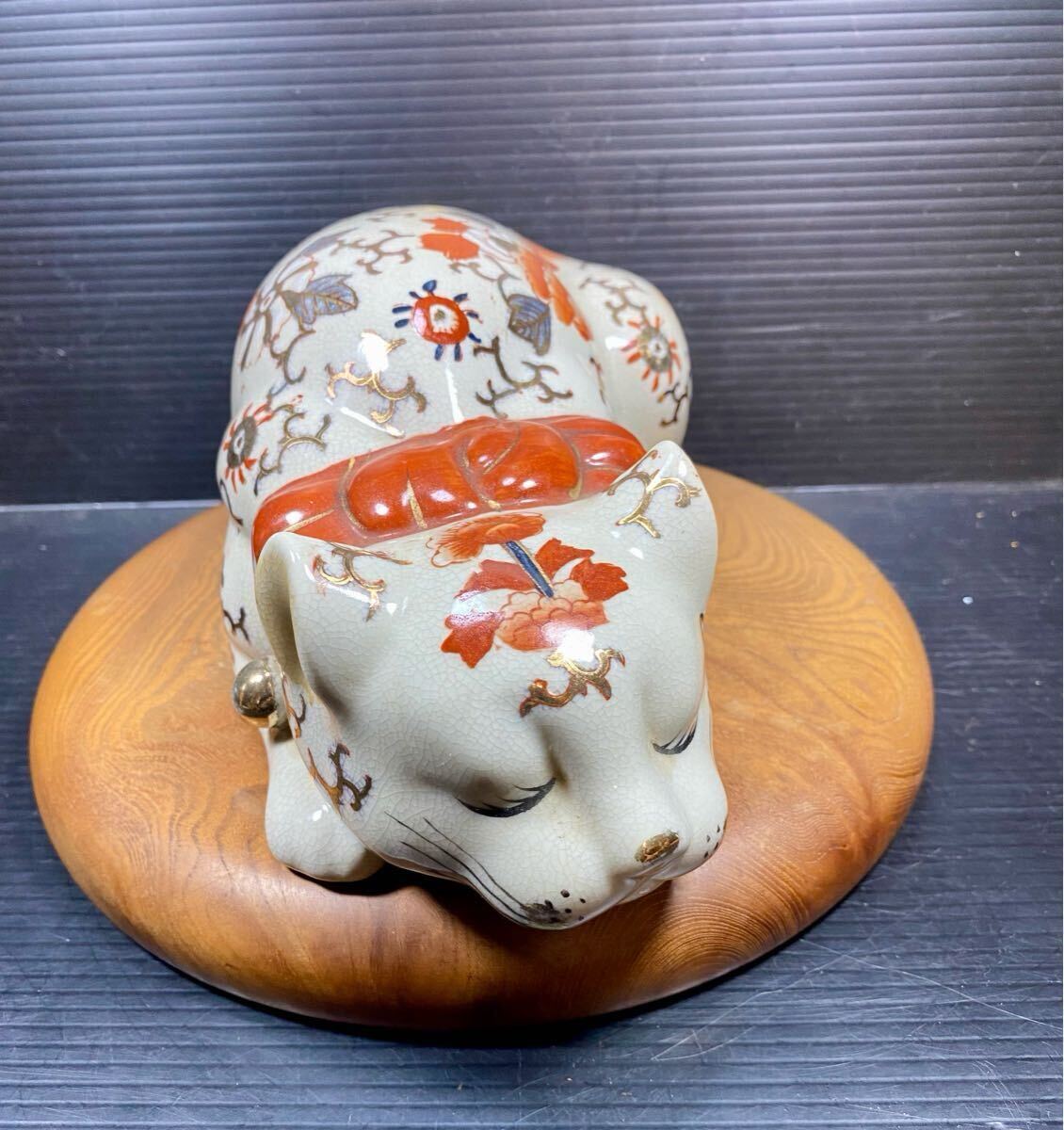 昭和レトロ　陶器　焼き物　眠り猫　眠りネコ　2匹　縁起物　置物 送料無料 昭和 レトロ 猫 置物 九谷焼 陶器 縁起物 23cm 眠り猫 検索