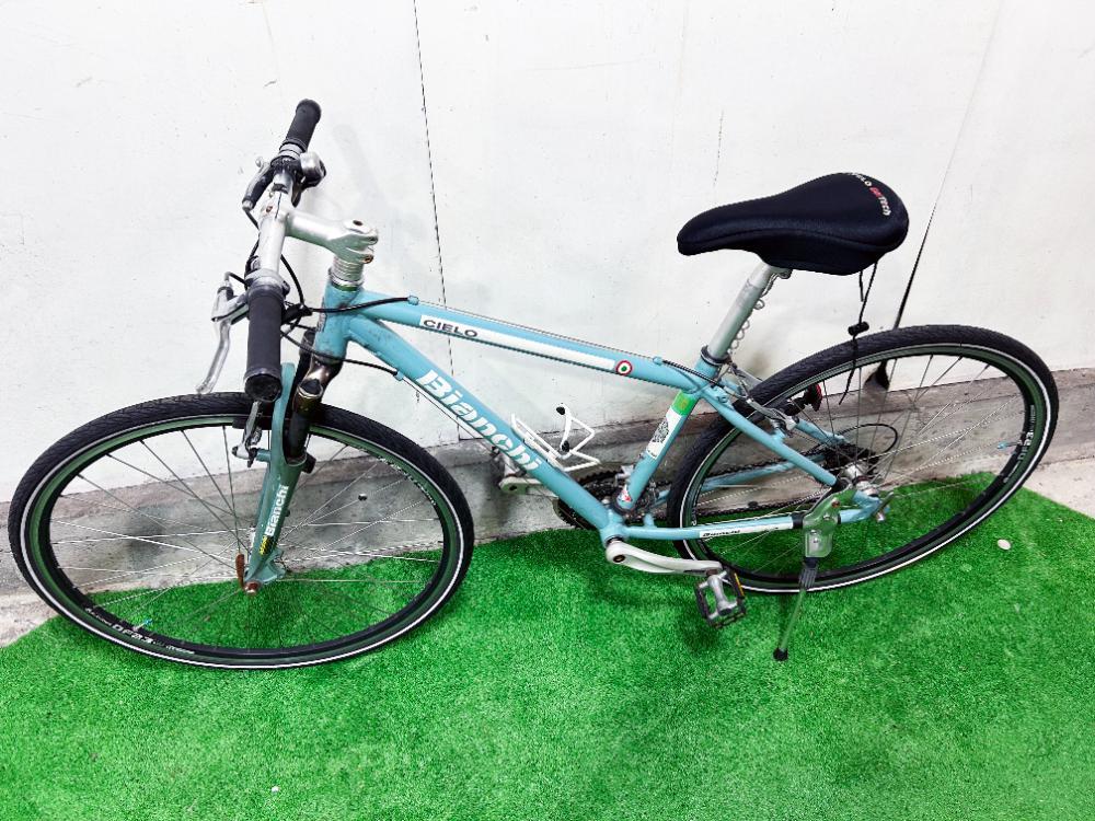 地域限定送料無料★そこそこ美品 中古★Bianchi ビアンキ CIELO クロスバイク チェレステ シマノ変速【Bianchi CIELO】ERC4_2