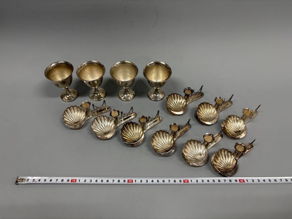 ◇【中国銀器一括・方紫 44点総重量2843g 金玉満堂箱付(蓋破損)】銀皿