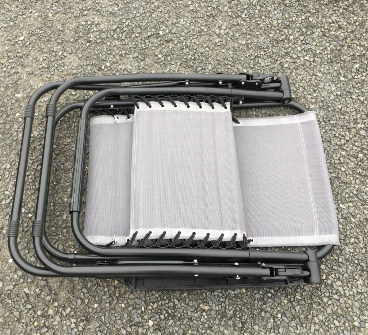 折りたたみチェア (グレー) テーブル付き ２脚セット リクライニング アウトドア キャンプ フィッシング 売り切り_7