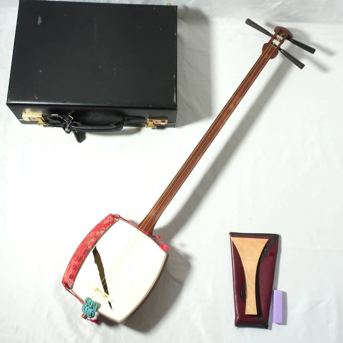 三味線 細棹 ハードケース 撥 付属 長唄 和楽器/100サイズ_1