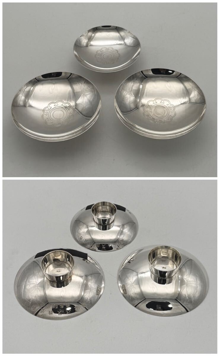 純銀 銀杯 銀盃 純銀製 5点 セット 刻印あり SILVER シルバー 約374ｇ 現状品_4