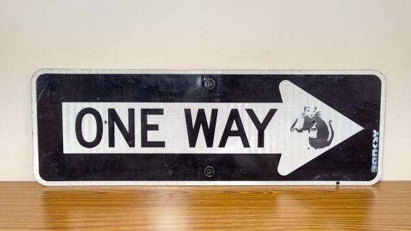 茗】Banksy バンクシー ロードサイン『ONE WAY Roller Rat sign 茗】Banksy バンクシー ロードサイン『ONE WAY Roller Rat sign