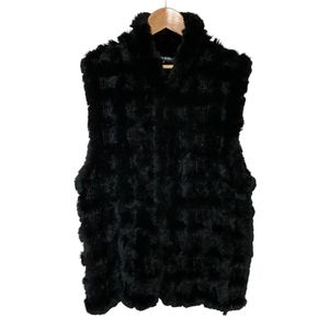 美品 LAPINE BLANCHE ラピーヌ ブランシュ ラビットファー ベスト 9 ブラック