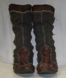 NEVDA ロングブーツ　デニム生地＆本革 23,5㎝　23 1/2