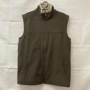 D1-88 アフリカンネイチャー　M アメリカ古着　フリース裏地　ナイロン　ベスト　カーキ