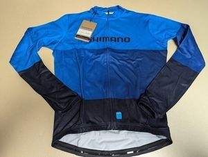 60%off シマノ バーテックスプリント L/S ジャージ Lサイズ ブルー 裏起毛 長袖