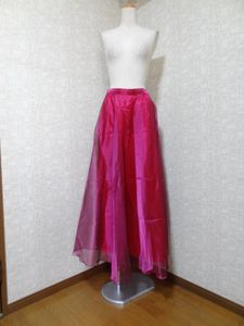 ☆レディース　女性用　婦人用　ダンス 　社交ダンス　ロングスカート　光沢　ワイン色　