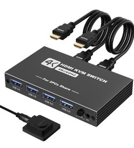 KVMスイッチ HDMI 2入力1出力 パソコン2台モニター1台切り替え 5Gbps USB 切替器 1台のプ