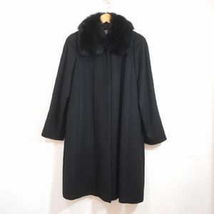 カシミヤ100％ ロングコート (11AR) l'hiver ブルーフォックス ファーコート 黒 K1-86