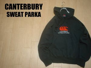 CANTERBURYビッグロゴ刺繍スウェットパーカーM黒ブラック正規カンタベリーRUGBYラグビー