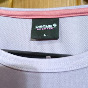 Lサイズ Tシャツ DISCUS 　藤色 　七分袖 　スポーツウェア　ディスカス