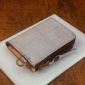 黒 ブライドルレザー スリム 手のひらサイズ ミドルウォレット メンズ 二つ折り 財布 L字