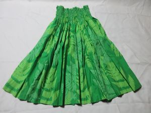 B-460★フラダンス♪グリーン系/ハワイアン/パウスカート/4本ゴム/丈約73㎝★