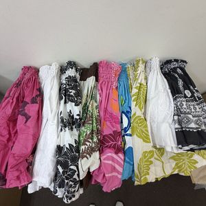 [0212-01M] フラダンス衣装 パウスカート ９点まとめて ハワイアン 南国柄