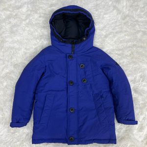 1円1スタ ノースフェイス キッズ ダウン ジャケット 120 ブルー HYVENT フード付き 子供