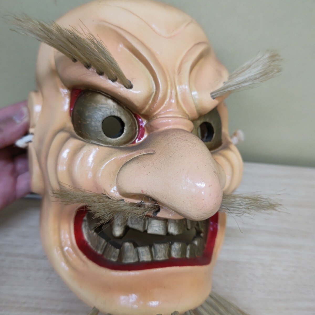 能面 お面 ⑨ 作家物 高千穂神楽面 手力男命 陶器製 大神焼 魔除け
