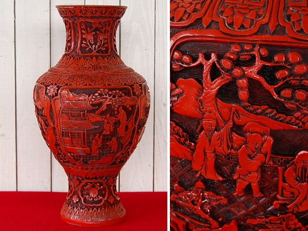 骨董品 壺 堆朱 中国骨董堆朱壺