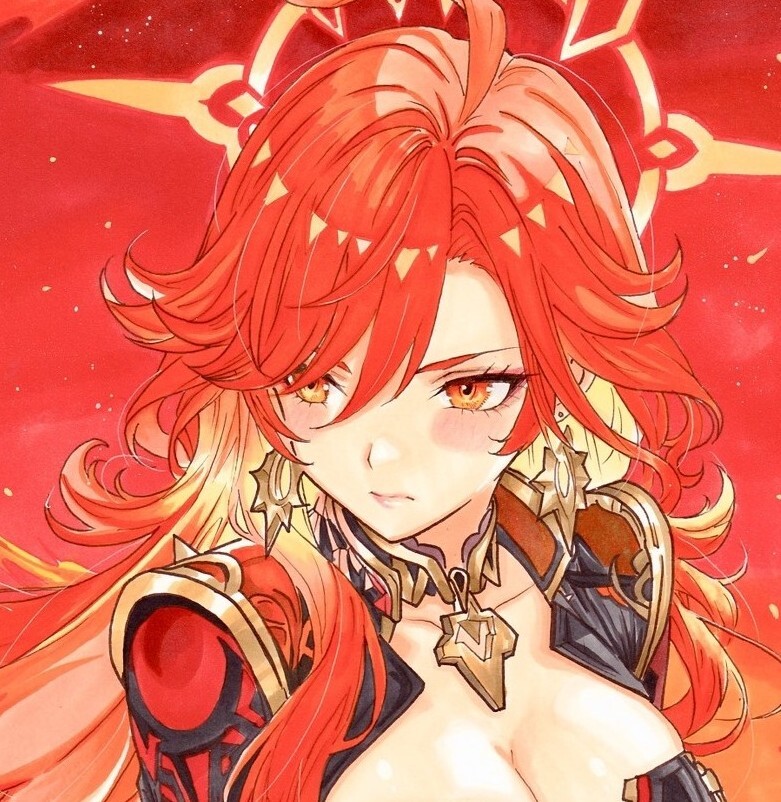 手描きイラスト A4 原神 マーヴィカ Genshin Impact Mavuika 炎神