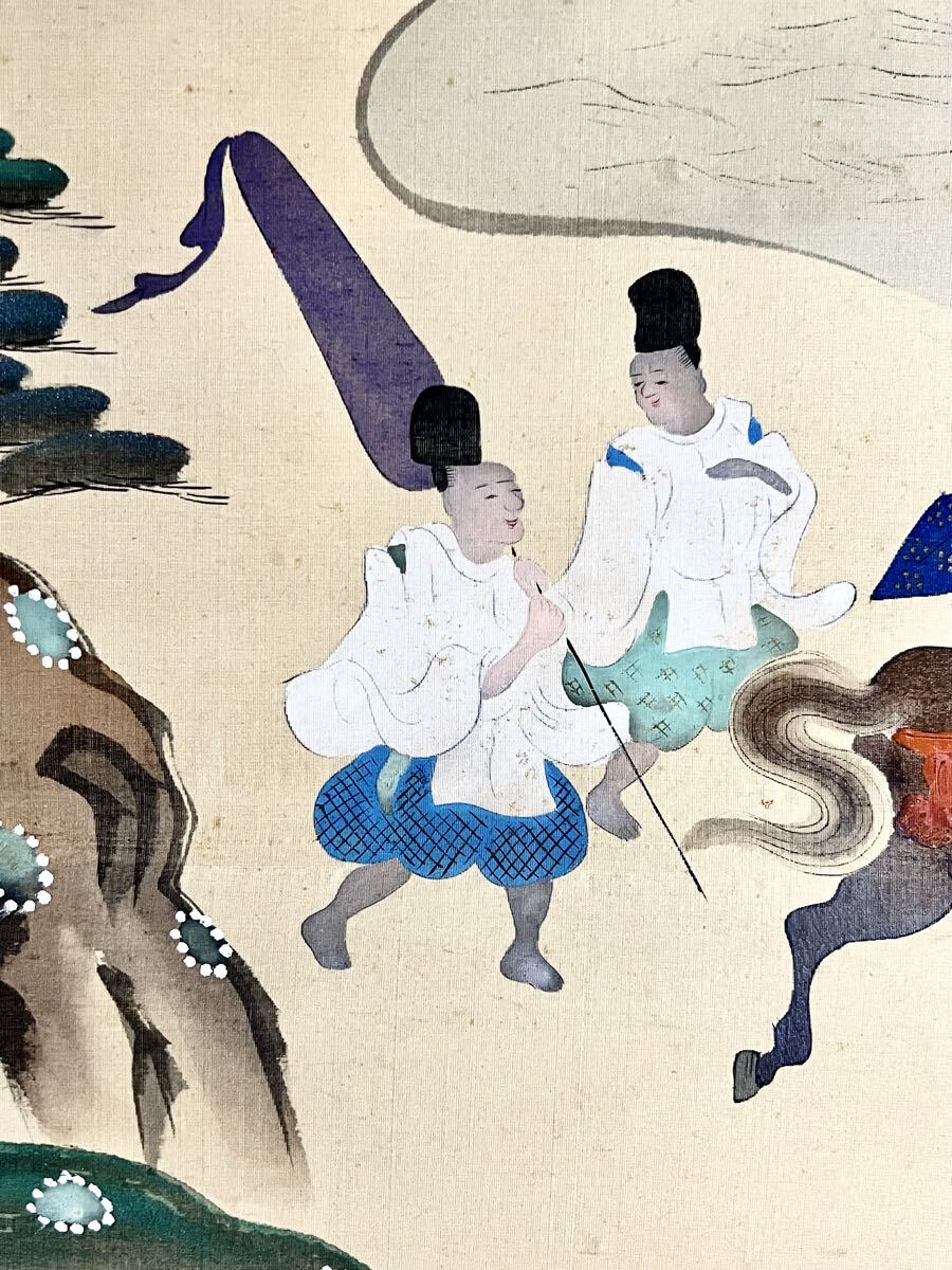 土佐光貞（隠し落款：光貞）美人画 歌仙図 浮世絵／絹本 掛軸 表装交換