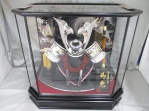 【古民家発掘】五月人形　御所人形 ガラスケース入り　伝統工芸品 かなり古い 五月人形 神天 神武天皇 木製ガラスケース入り 外箱入り