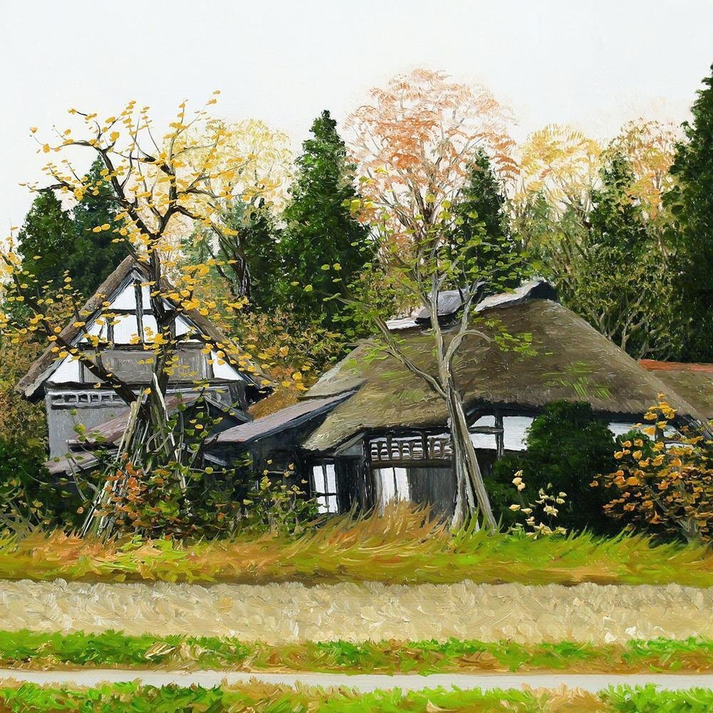 真作】【WISH】佐藤忠彦「みちのく秋色 山形県尾花沢」油彩 4号 紅葉