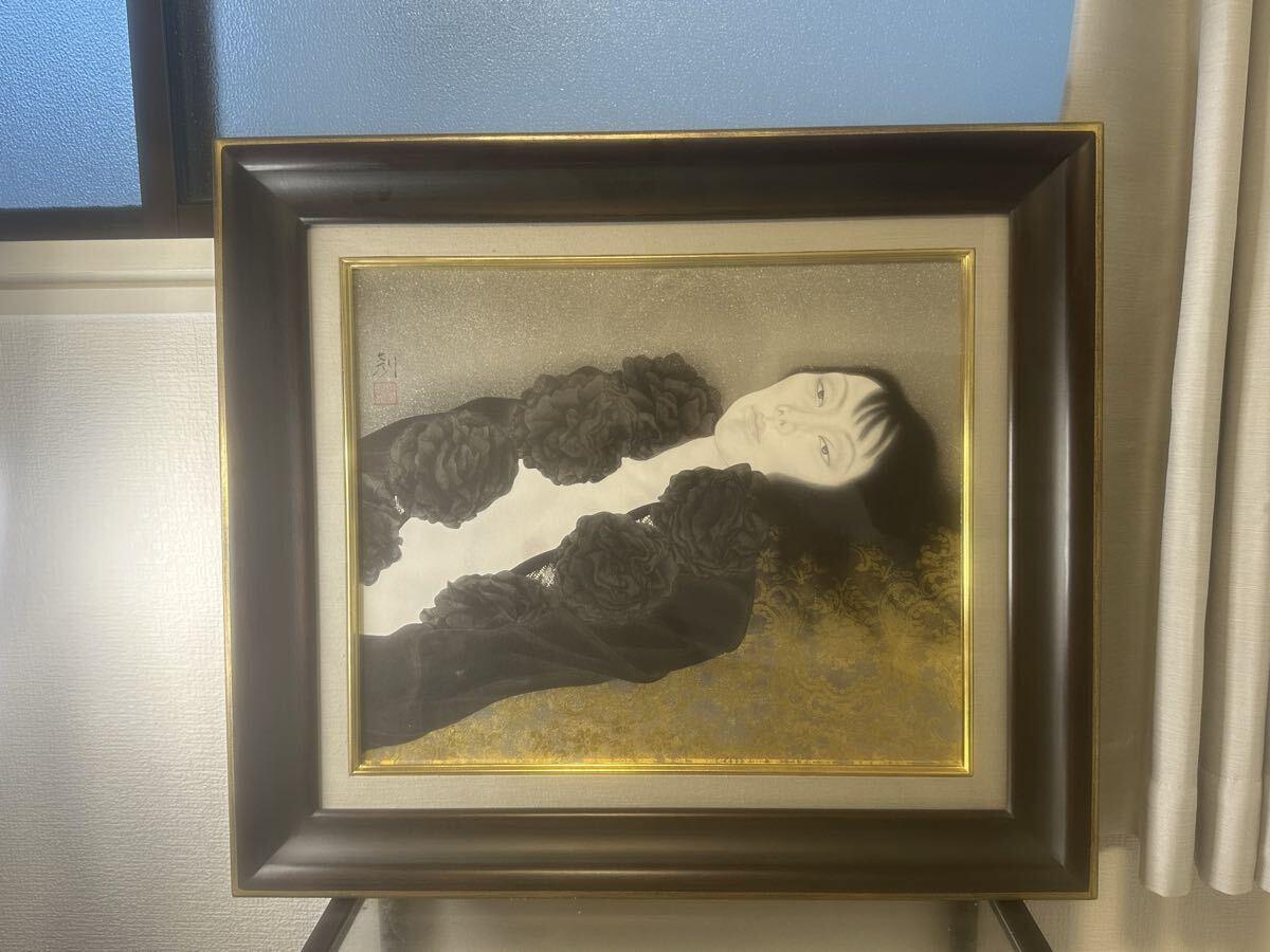 前田利彦 「玄の華」真作保証 8号 裸婦 美人画 額装 日本画 共シール