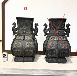 中国　古銅　双龍耳鶴首瓶　時代箱付　M　R5082B 中国 壺のYahoo!オークション(旧ヤフオク!)の相場・価格を見る｜Yahoo