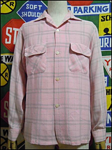 ★グレピン☆ビンテージレーヨンギャバシャツチェック柄40's50's