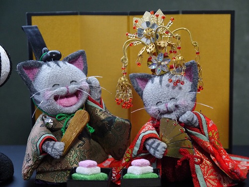 ハンドメイド 手作り 縮緬 猫 雛人形 ☆ ねこ 雛 ☆(ひな人形)｜売買
