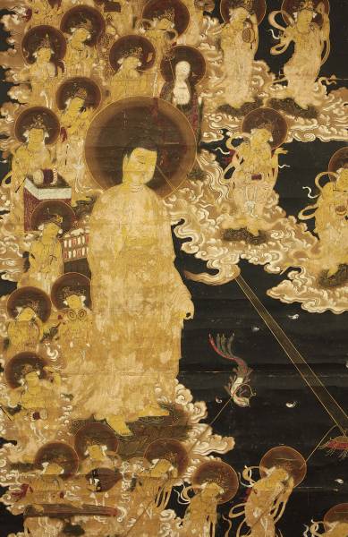 掛軸・書画 【阿弥陀二十五菩薩来迎図】 仏画 紙本肉筆 y574(人物