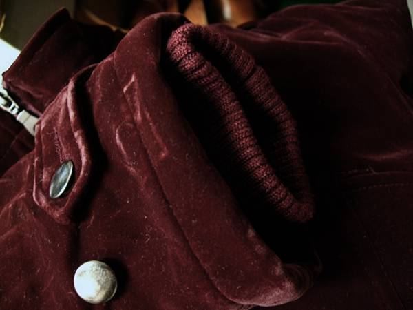 ◆AUTHENTIC◆ベロアハーフコート◆ワインレッド◆